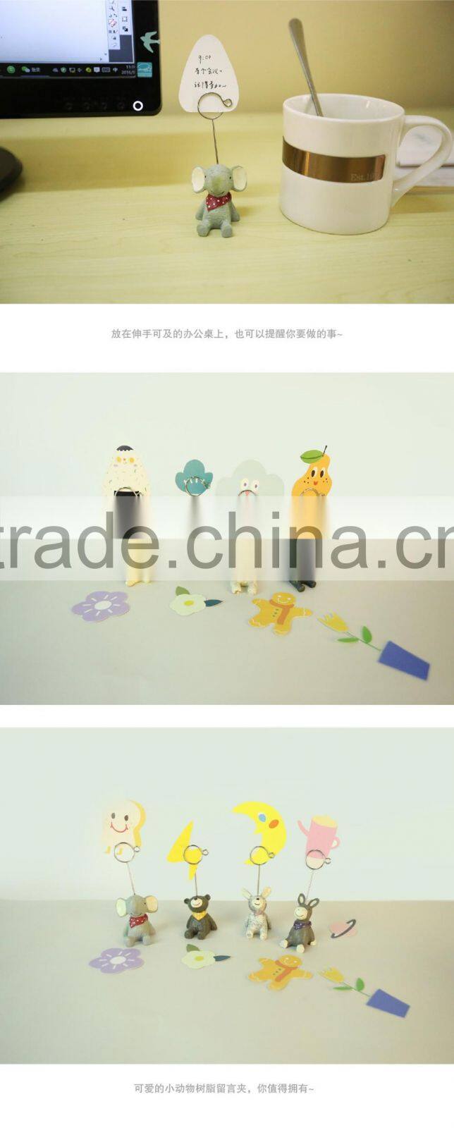 Novel cute cartoon animal shape name card paper clips stand resin craft for logo custom