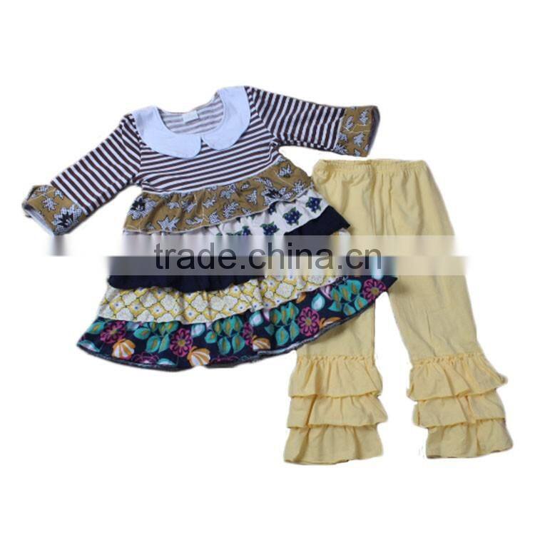 2016 yawoo kids halloween costumes bulk wholesale thurkey peocock applique brown shirt baby girls outfits clothing sets