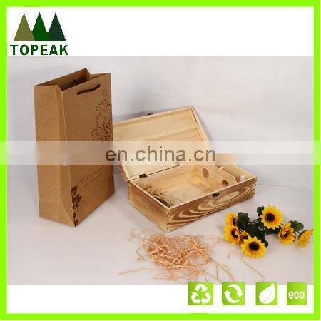 High quality natural wooden wine box 2 bottles packing wooden box