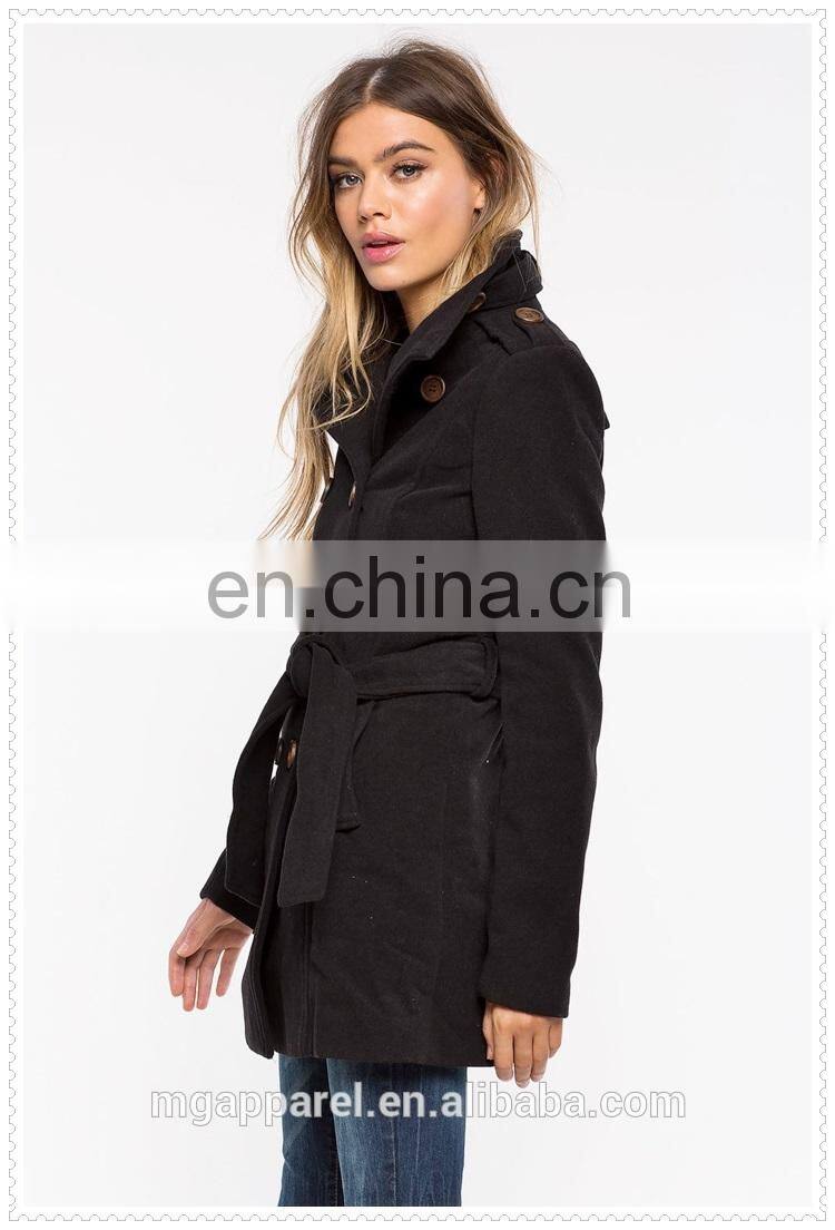 best selling classic wool-blend double-breasted women's coat wholesale