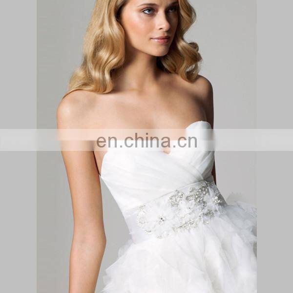 HC4277 The Whole Sale A Line Sleeveless Sweetheart Neckline Crystal Diamond Flowers Skirt White Organza Fluffy Wedding Dresses