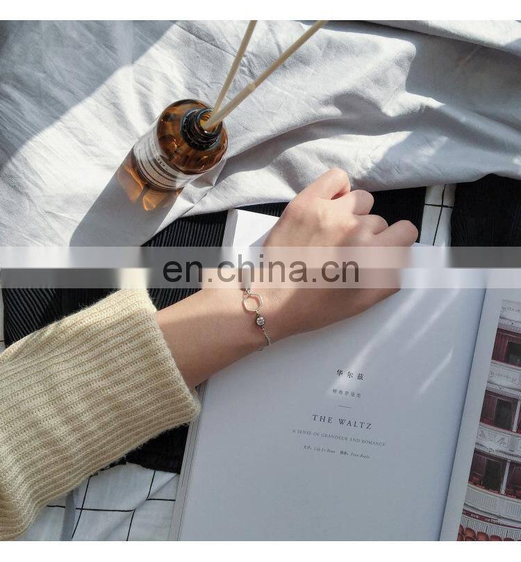 Retro Marble Gemstone Geometric Metal Bracelet