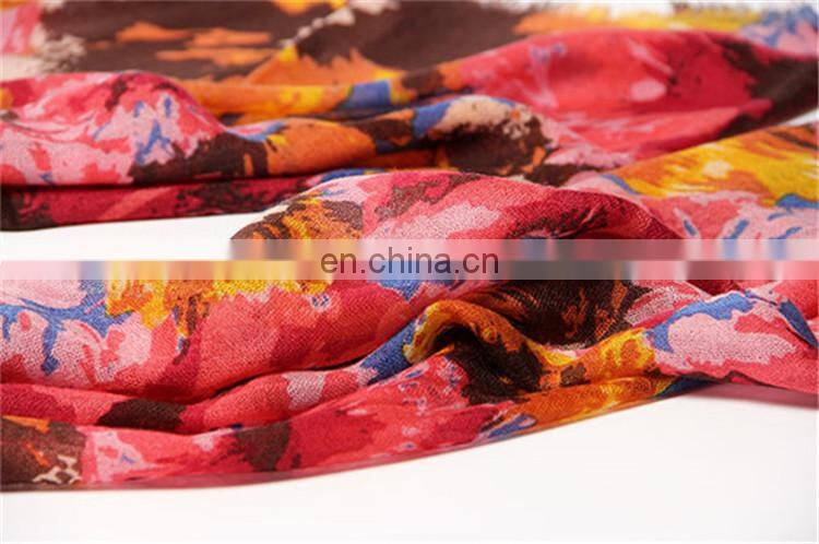 2017 new designs wholesale autumn winter warm women printed infinity wool shawl fashion lady custom scarf pure wool blanket