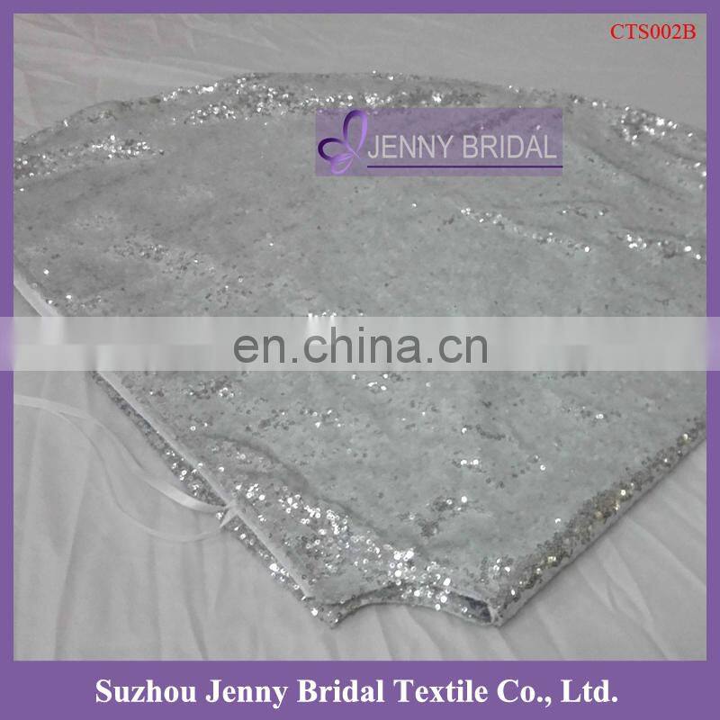 CTS001B sequin and burlap christmas embroidery tree skirt