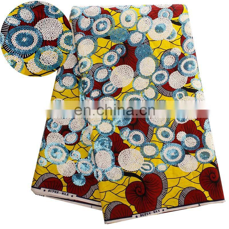 2016 unique african wax with sequins fabric