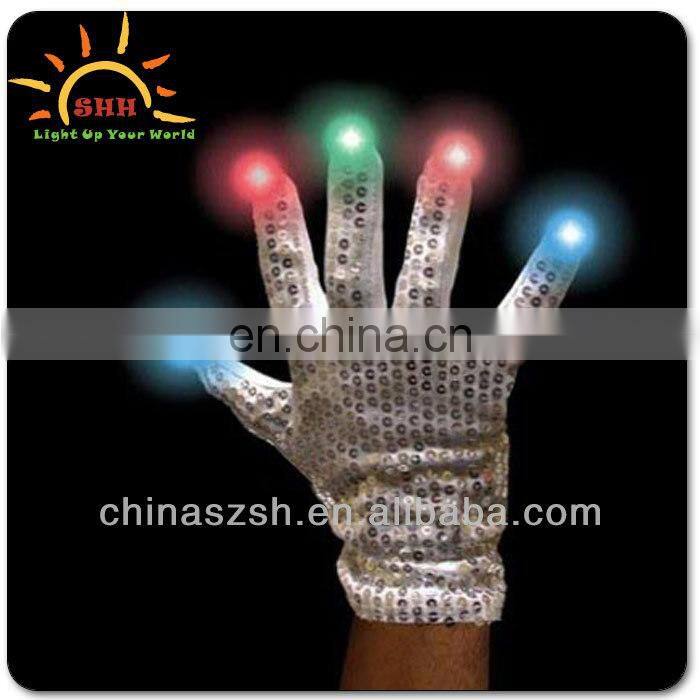 Light up blinking LED glove light with colorful LED produced in China