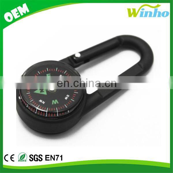 Winho Multifunctional Carabiner Mini Compass Thermometer Keychain 3 In 1 For Hiking