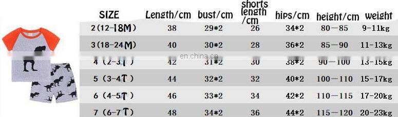 Baby boys and girls dinosaur print outfits children stripe top+shorts 2pcs summer body suit kids clothing sets