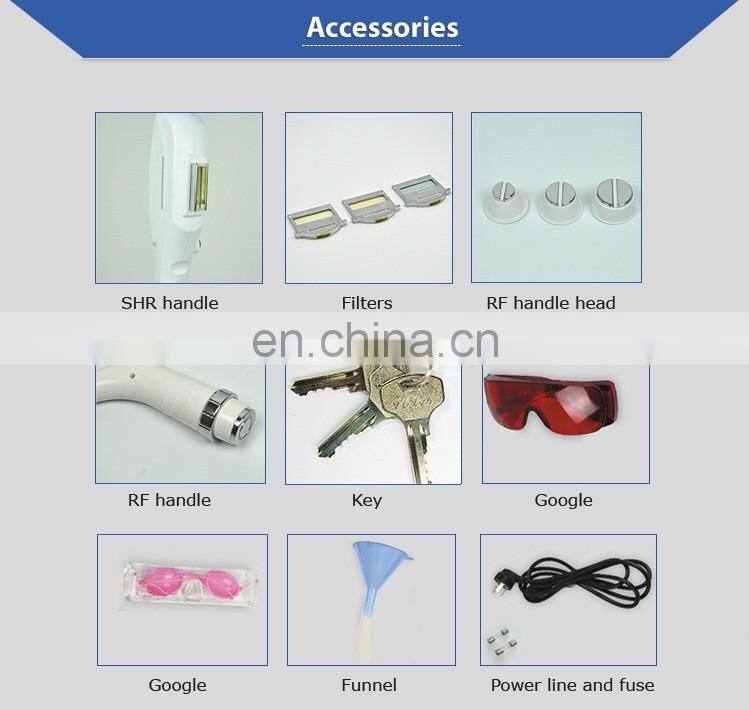 Two Handpieces elight ipl+rf hair removal skin rejuvenation anti redness