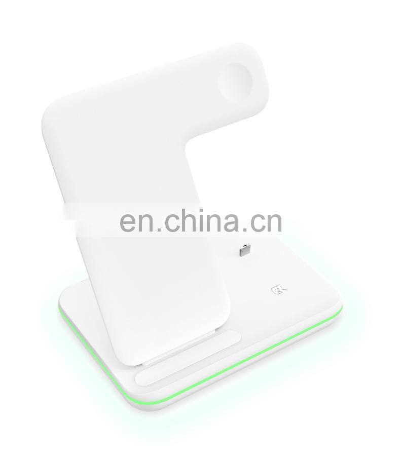10W Fast Wireless Charger New 3 In 1 Wireless Charger for Smartphone smart Watch with CE,FCC,ROHS Certificate