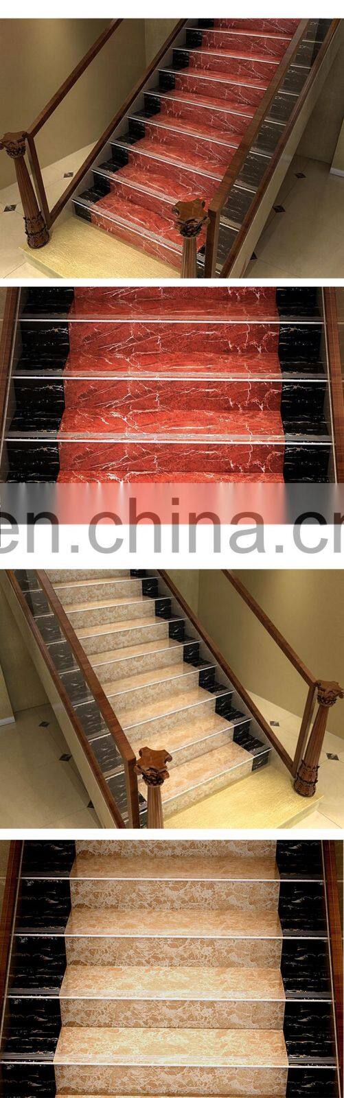 Polished marble style non slip groove step tile porcelain stair tile