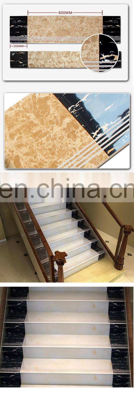 Polished marble style non slip groove step tile porcelain stair tile