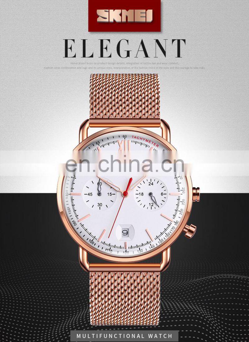 Skmei 9206 stainless steel watch jam tangan pria waterproof wristwatches men