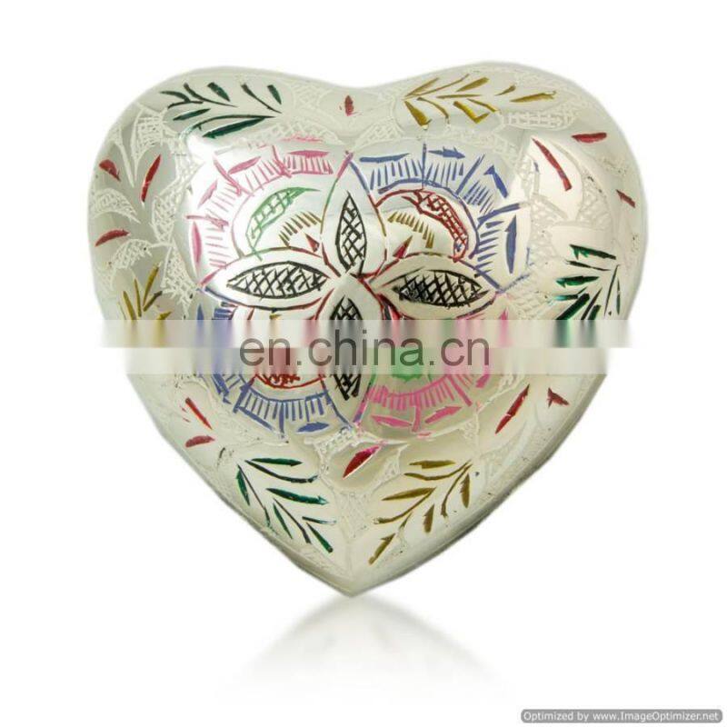 hand painted heart shaped antique urn