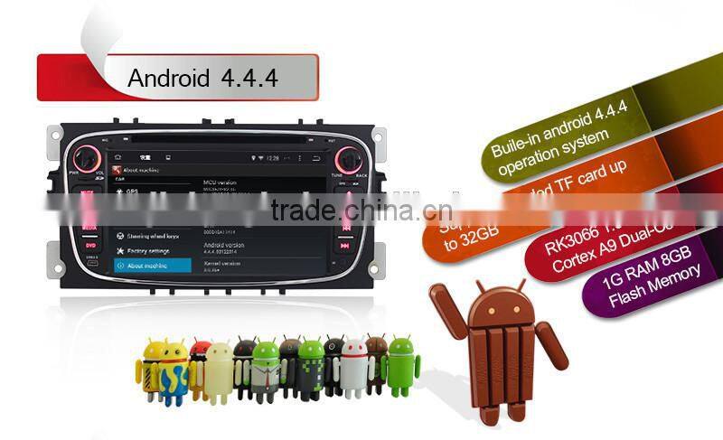DOUBLE DIN ANDROID 4.4 CAR AUDIO CAR DVD FOR FORD FOCUS MONDEO S-max Kuga with WIFI,BT,SWC,1080P Video Playback,3G Optional