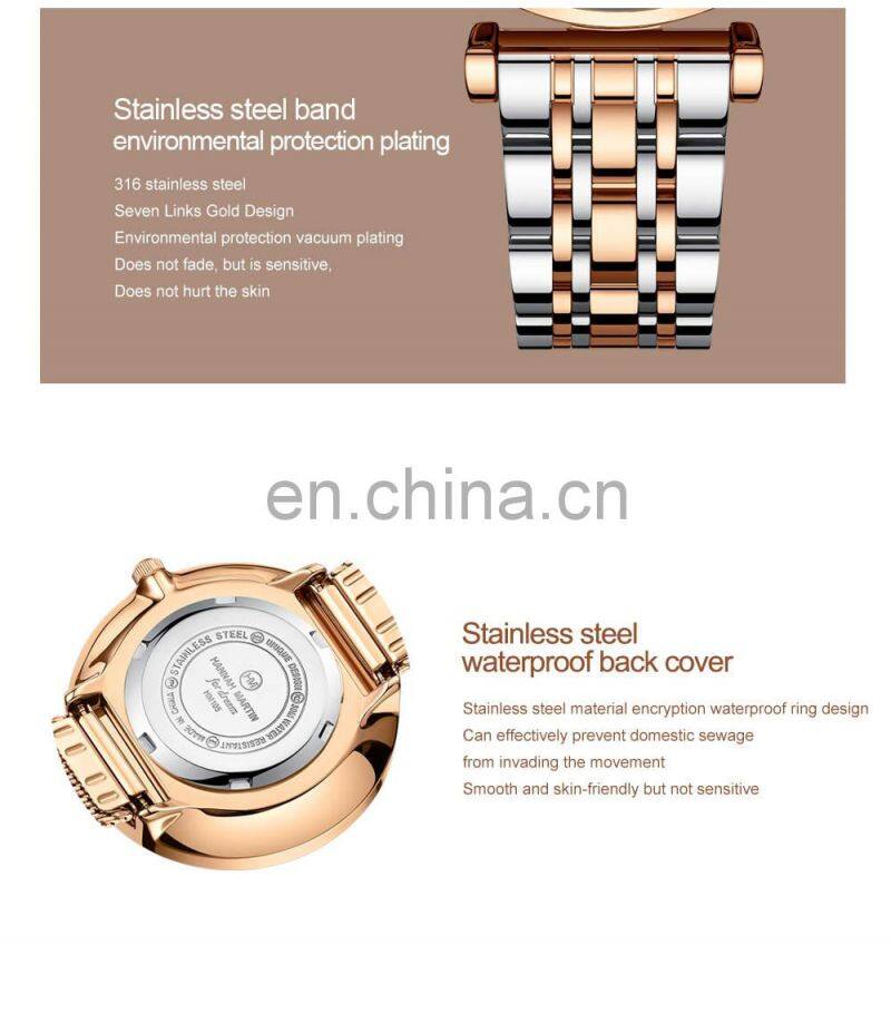 HANNAH MARTIN 1522 Womens Quartz Watch Luxury Bracelet Gold Waterproof Ladies Watch