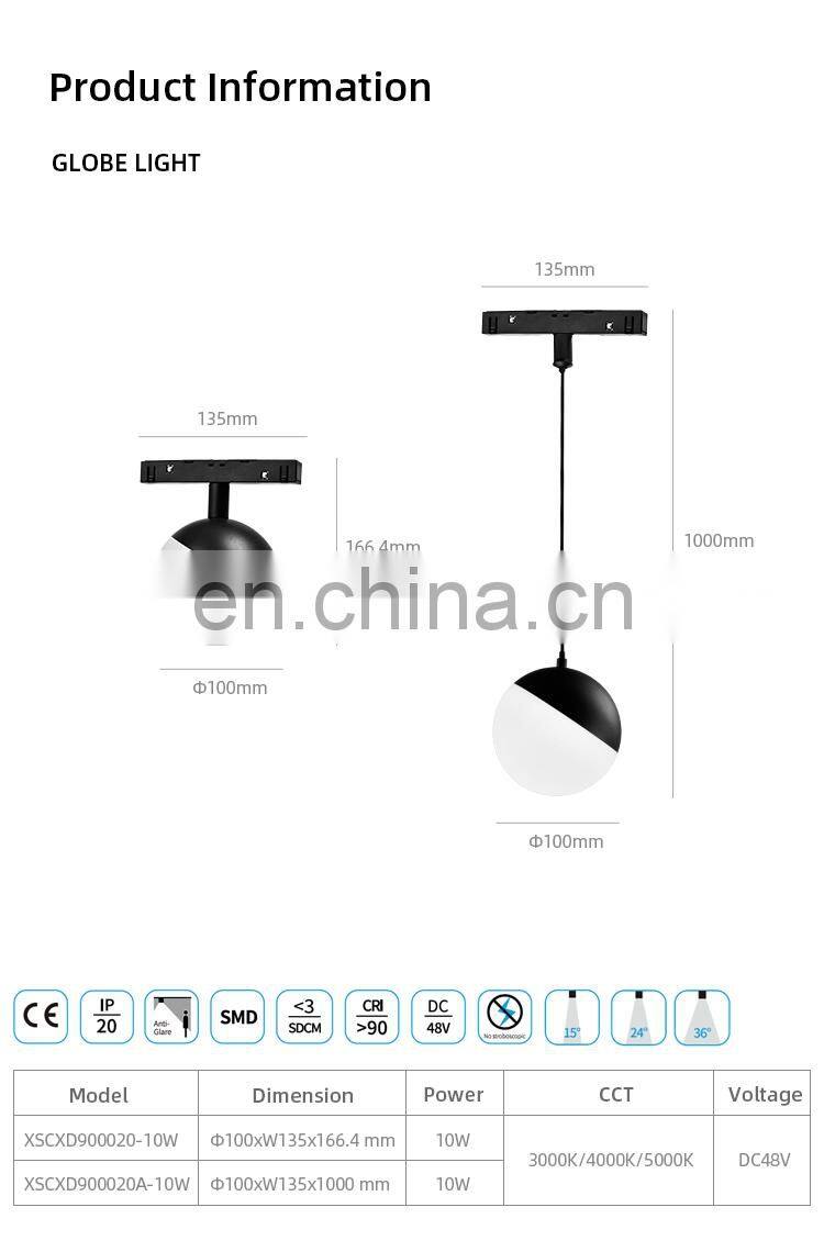 HUAYI Wholesale Modern Pendant Globe Lamp 10watt Kitchen Contemporary Magnetic LED Track Light