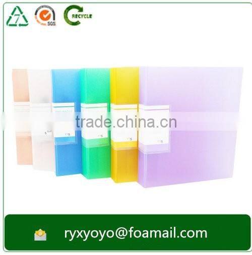 eco-friendly hard cover pp plastic a4 size 2d ring clip clear file folder
