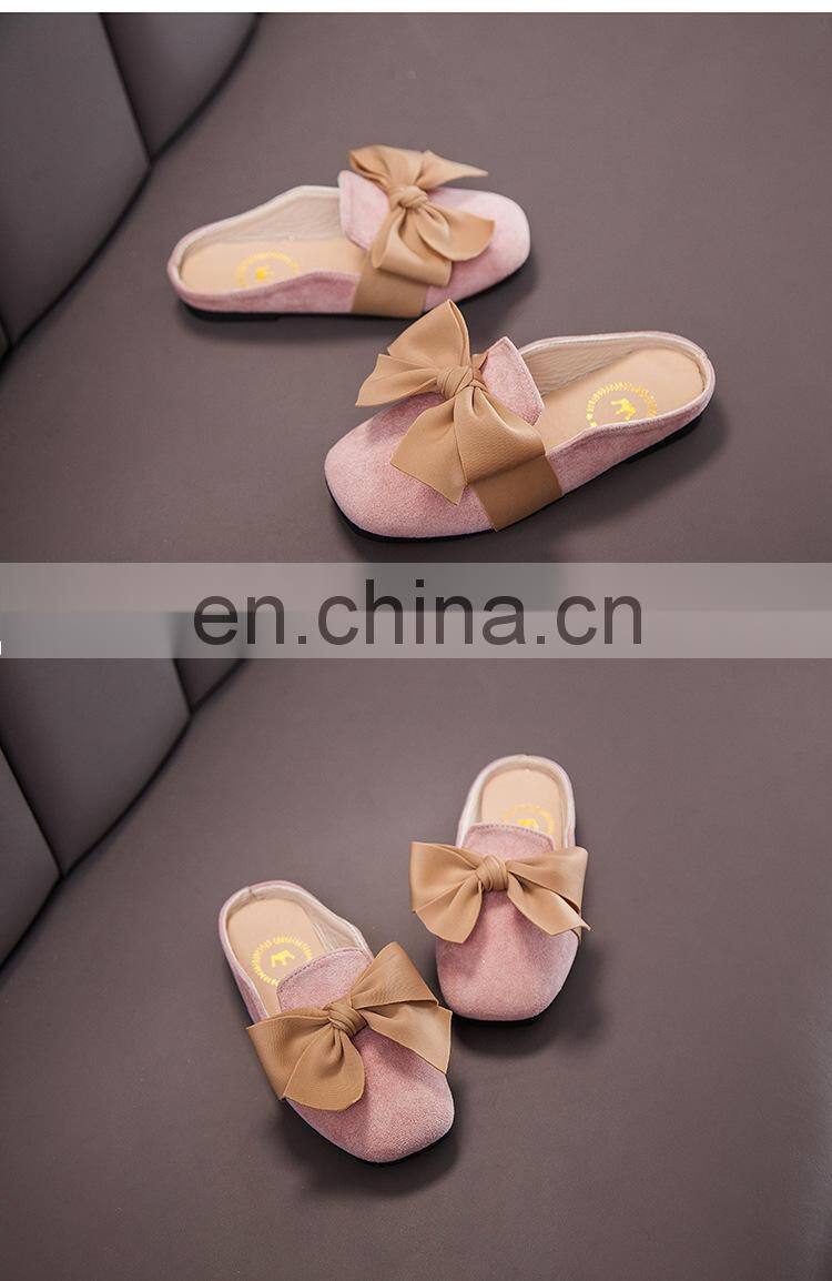 New Kids Slippers Girls Princess Spring Summer Casual Sandal Cute Bow Decorative Soft Leather Rubber Sole Baby Princess Shoes
