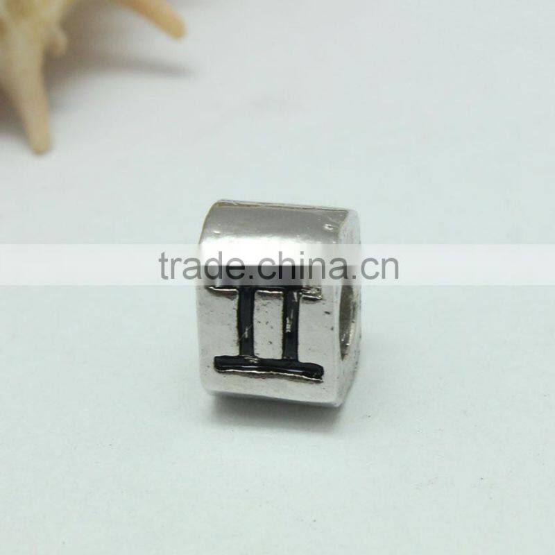 Wholesale Zinc Alloy Archaized Pdora Square Shape Anti-silver Slide Beads