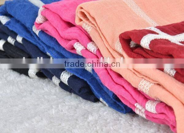 Wholesale Spring Plaid Checked Embroidery Cotton Shawl Scarf
