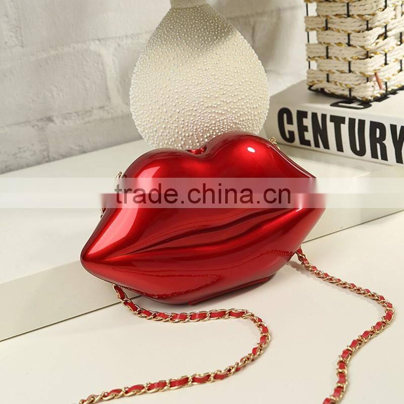 57 2016 New Arrival Big Lip Pu Leather Women's Clutch Chain Shouder Messenger Bags Evening Bag Red Lip Purse Women Handbags