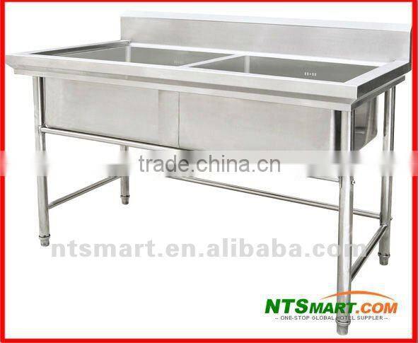 stainless steel kitchen work table with backsplash