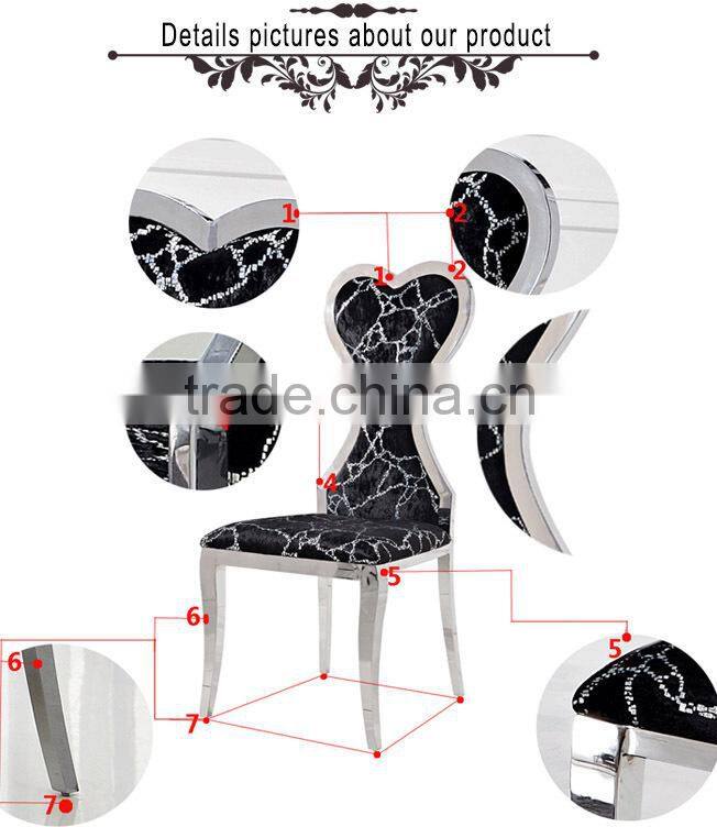 modern European style stainless steel dinning chair bar chair for wedding/hotel