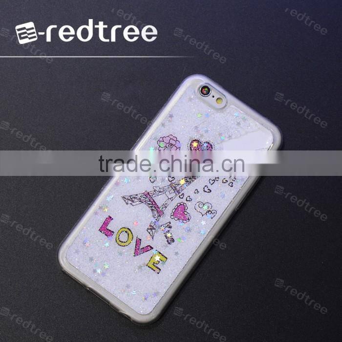 hot popular heart pattern with glitter tpu cell phone cover case