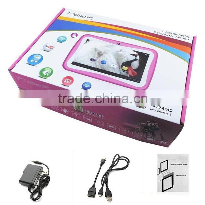 Kid Proof Silicone Kids 7 inch Tablet Case Quad Core Android 4.4.2 Good Quality Tablet PC android 4.2 Tablet For Gaming