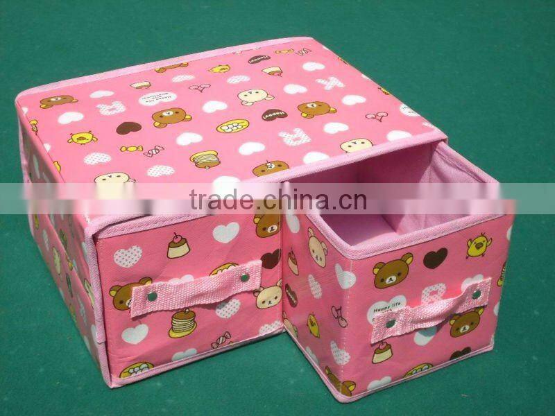 Cartoon drawer type fabric cover make-up box
