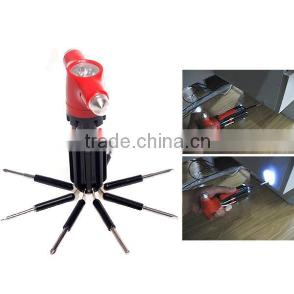 T-SMILE 8in1 Car Safety Hammer Flashlight Screwdriver Safety Hammer For Car