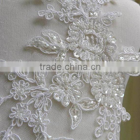 2015 Flower pattern bridal wedding dress applique with beads and sequins