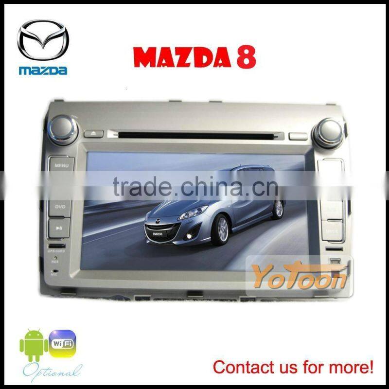 Car DVD GPS Player for Mazda 8, 7 inch PIP/12 languages USB/SD/BT/IPOD/AV-in/AUX/ back view/car logo/wallpaper