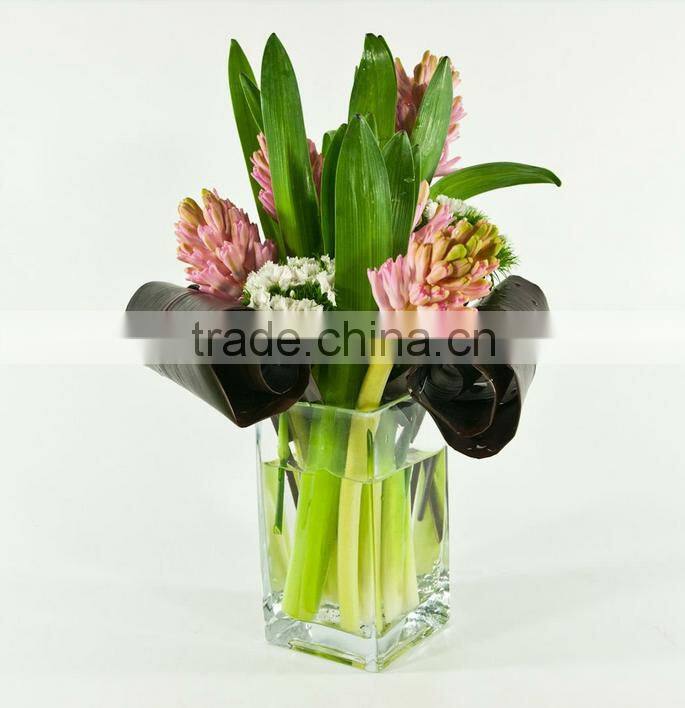 Crystal high quality square customized size glass vase luxury hotel glassware supplier leadfree handblown