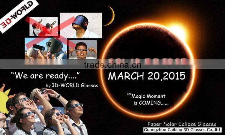 2015 Solar Eclipse Event, Solar Eclipse Glasses for gift, 3D-World Bland, Item No. SE-G16