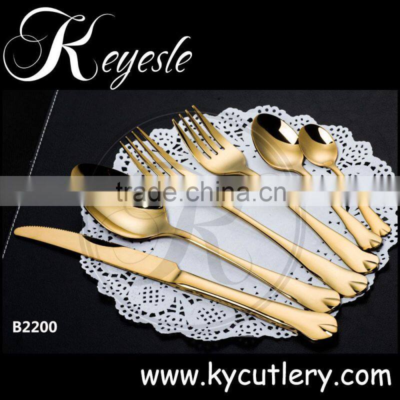 Yellow gold cutlery,dubai tableware,gold plated dinner set