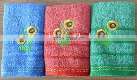 solid color dobby border cheap face flower embroidery towels,towel embroidery