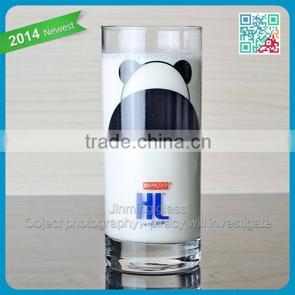 Printing glass milk cup a lovey giant panda glass milk cup