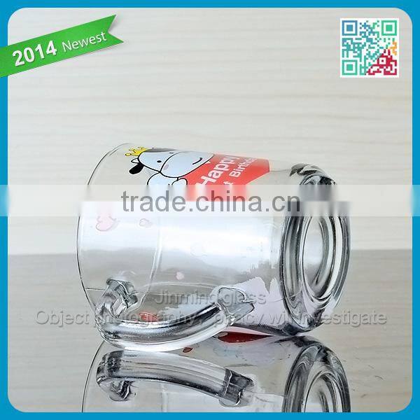 Cartoon Cow Logo Glass Milk Mug Kids Favor Drinking Milk Glasses Promotional Kids Milk Mug