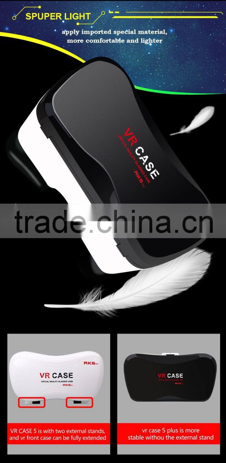 VR Case 5th Virtual Reality 3D Glasses Bluetooth 3.0 Remote Controller VR Box For iOS Android 3.5-6 inches