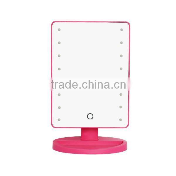 LED personal self standing table mirror