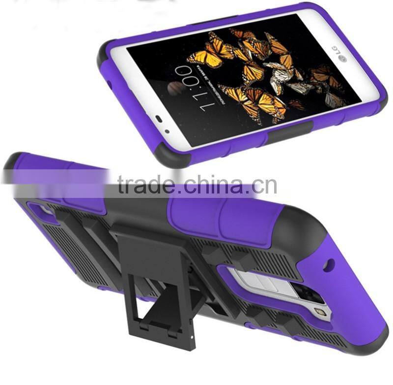 For LG K8 rugged stand silicone bumper mobile case cover with belt clips