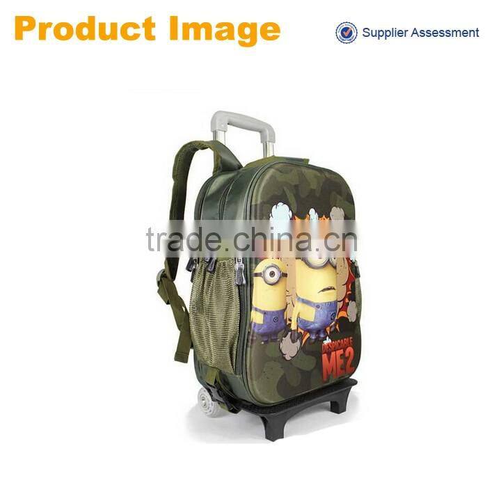 new design removable 3D Despicable Me boy school bag with wheels
