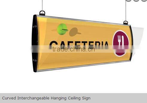 ceiling signs,hanging ceiling snap frames, curved hanging sign system