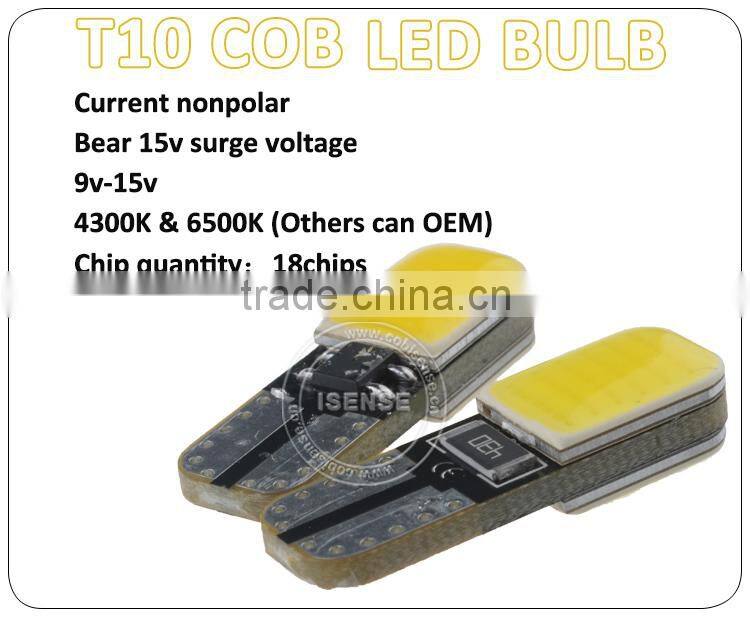 Car lights led t10 W5W 168 194 cob/plasma 2w led bulb