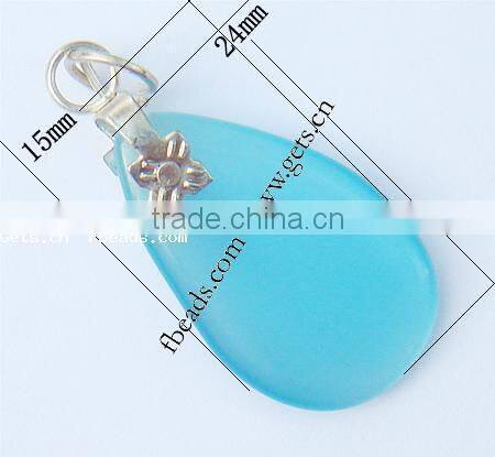 24x15x3mm Blue Teardrop Cats Eye Pendants