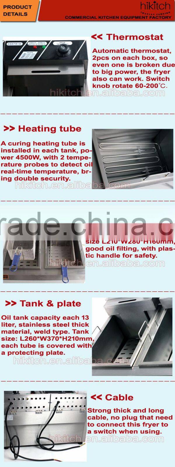 electric 2-tank fryer 2-basket restaurant deep fat steak fryer Guangzhou factory
