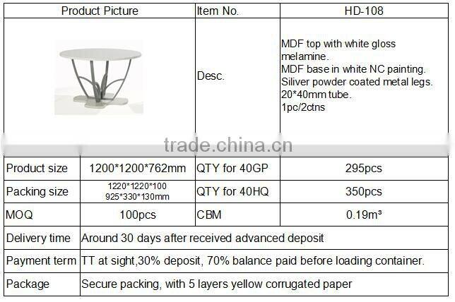New MDF dining tables for glass dining table HD108