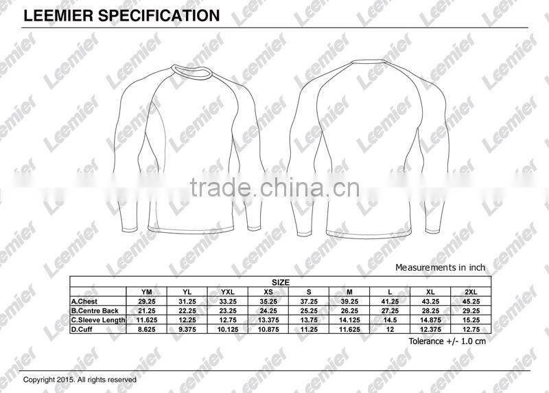 Custom design sublimation printing top level rush guards wholesale